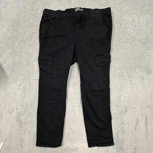 Torrid Pants Womens 2R Black Cargo Drawstring Elastic Waist Stretch Tapered Leg
